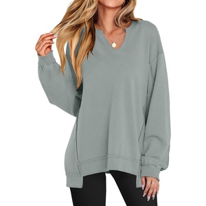image:imageANRABESS Sweatshirt for Women VNeck Oversized Fall OutfitsLight Green
