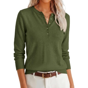 image:imageANRABESS Women Henley Long Sleeve Lightweight Fall SweatersArmy Green
