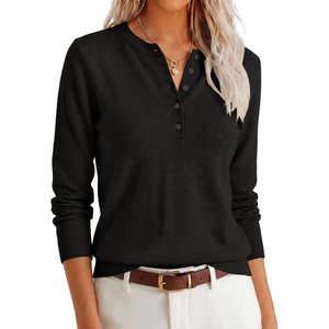 image:imageANRABESS Women Henley Long Sleeve Lightweight Fall SweatersBlack