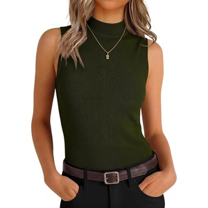 image:imageANRABESS Women Wool Blend Mock Neck Sweaters TankArmy Green
