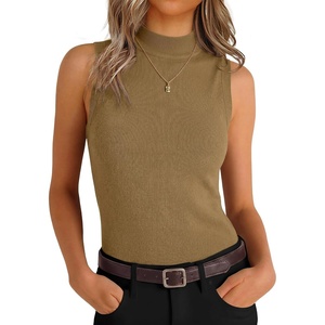 image:imageANRABESS Women Wool Blend Mock Neck Sweaters TankCamel