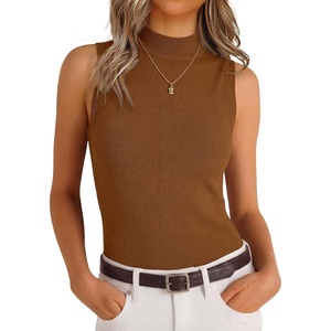 image:imageANRABESS Women Wool Blend Mock Neck Sweaters TankDark Caramel