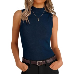 image:imageANRABESS Women Wool Blend Mock Neck Sweaters TankDeep Blue