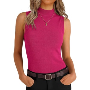 image:imageANRABESS Women Wool Blend Mock Neck Sweaters TankHot Pink