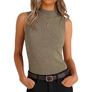 image:imageANRABESS Women Wool Blend Mock Neck Sweaters TankLight Camel