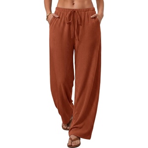 image:imageANRABESS Womens Fall Straight Leg Lounge Pants Pajama BottomsOrange