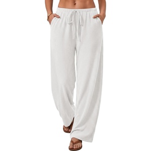 image:imageANRABESS Womens Fall Straight Leg Lounge Pants Pajama BottomsWhite