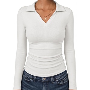 image:imageANRABESS Womens Long Sleeve Fitted Polo Shirts Fall Business Casual TopWhite
