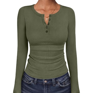 image:imageANRABESS Womens Long Sleeve Shirts Fall Henley TopsArmy Green