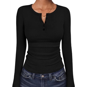 image:imageANRABESS Womens Long Sleeve Shirts Fall Henley TopsBlack