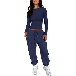 image:imageANRABESS Womens Sweatsuits 2 Piece Outfits Joggers SetsNavy Blue