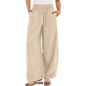 image:imageANRABESS Womens Wide Leg Linen PantsApricot