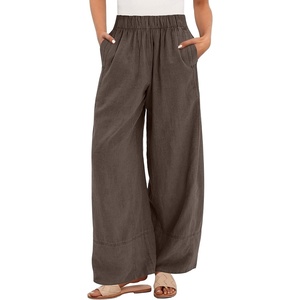 image:imageANRABESS Womens Wide Leg Linen PantsCoffee