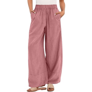 image:imageANRABESS Womens Wide Leg Linen PantsPink