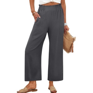 image:imageANRABESS Womens Wide Leg Pants Cropped Work Palazzo TrousersDark Gray
