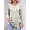 image:imageANRABESS Womens Long Sleeve Shirts Lace Fall Tunic TopsWhite Khaki Floral