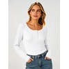 image:imageANRABESS Womens Thermal Shirts Henley Long Sleeve Fleece Tops Basic TeeWhite