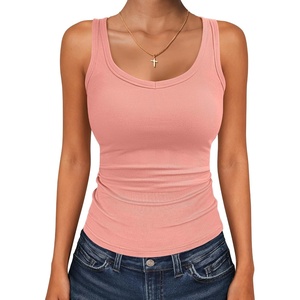 image:imageANRABESS Tank Top for Womens Summer Scoop Neck Sleeveless Ribbed ShirtsCoral Pink