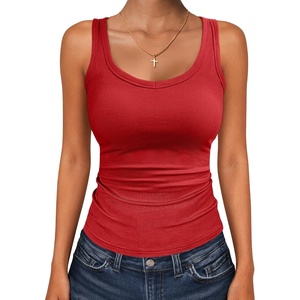 image:imageANRABESS Tank Top for Womens Summer Scoop Neck Sleeveless Ribbed ShirtsRed