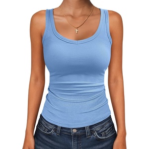 image:imageANRABESS Tank Top for Womens Summer Scoop Neck Sleeveless Ribbed ShirtsSky Blue