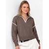 image:imageANRABESS Cropped Sweaters for Women Quarter Zip Pullover 2026 Fall OutfitsCoffee