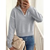 image:imageANRABESS Cropped Sweaters for Women Quarter Zip Pullover 2026 Fall OutfitsGrey