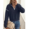 image:imageANRABESS Cropped Sweaters for Women Quarter Zip Pullover 2026 Fall OutfitsNavy Blue