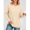 image:imageANRABESS Long Sleeve Shirts for Womens Waffle Knit Tunic TopsBeige
