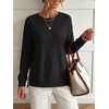 image:imageANRABESS Long Sleeve Shirts for Womens Waffle Knit Tunic TopsBlack