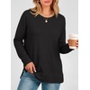 image:imageANRABESS Long Sleeve Shirts for Womens Waffle Knit Tunic TopsBlack