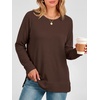 image:imageANRABESS Long Sleeve Shirts for Womens Waffle Knit Tunic TopsBrown