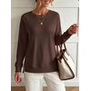 image:imageANRABESS Long Sleeve Shirts for Womens Waffle Knit Tunic TopsBrown
