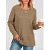 image:imageANRABESS Long Sleeve Shirts for Womens Waffle Knit Tunic TopsKhaki