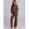image:imageANRABESS Lounge Sets for Women Fuzzy Fleece Pajama SetBrown