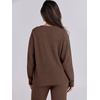 image:imageANRABESS Lounge Sets for Women Fuzzy Fleece Pajama SetBrown
