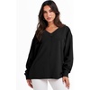 image:imageANRABESS Oversized Sweatshirt for Women Off the Shoulder V Neck Sweater TopBlack