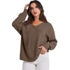 image:imageANRABESS Oversized Sweatshirt for Women Off the Shoulder V Neck Sweater TopBrown