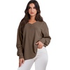 image:imageANRABESS Oversized Sweatshirt for Women Off the Shoulder V Neck Sweater TopBrown