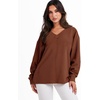 image:imageANRABESS Oversized Sweatshirt for Women Off the Shoulder V Neck Sweater TopCaramel