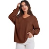 image:imageANRABESS Oversized Sweatshirt for Women Off the Shoulder V Neck Sweater TopCaramel