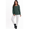 image:imageANRABESS Oversized Sweatshirt for Women Off the Shoulder V Neck Sweater TopDark Green