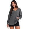 image:imageANRABESS Oversized Sweatshirt for Women Off the Shoulder V Neck Sweater TopDark Grey