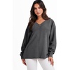 image:imageANRABESS Oversized Sweatshirt for Women Off the Shoulder V Neck Sweater TopDark Grey