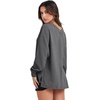 image:imageANRABESS Oversized Sweatshirt for Women Off the Shoulder V Neck Sweater TopDark Grey