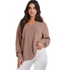 image:imageANRABESS Oversized Sweatshirt for Women Off the Shoulder V Neck Sweater TopDeep Apricot