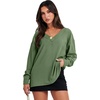 image:imageANRABESS Oversized Sweatshirt for Women Off the Shoulder V Neck Sweater TopGreen