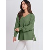 image:imageANRABESS Oversized Sweatshirt for Women Off the Shoulder V Neck Sweater TopGreen