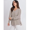 image:imageANRABESS Oversized Sweatshirt for Women Off the Shoulder V Neck Sweater TopGrey Apricot