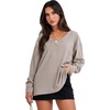 image:imageANRABESS Oversized Sweatshirt for Women Off the Shoulder V Neck Sweater TopGrey Apricot