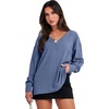image:imageANRABESS Oversized Sweatshirt for Women Off the Shoulder V Neck Sweater TopGrey Blue